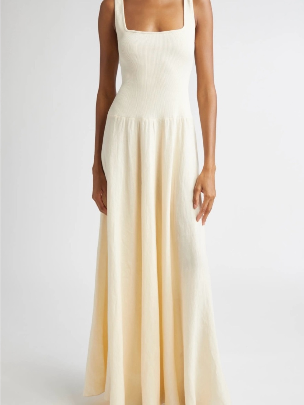 Johanna Ortiz Cream Square-Neck Maxi Dress